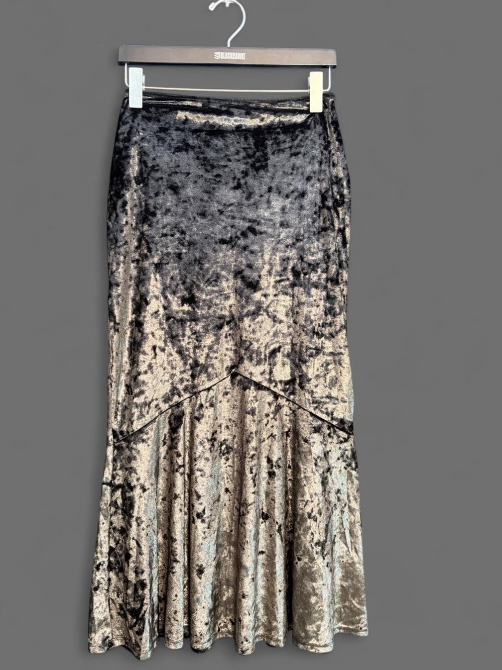Topshop Silver Crushed Velvet Maxi Skirt